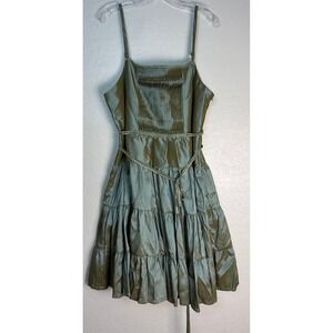 NorthStyle Womens Sage Green Pleated Tiered Taffeta Cocktail Dress XL 2356